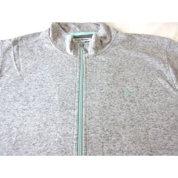 Tommy Bahama Men's Full Zip Mock Neck Track Jacket Grey Mint Green Marlin NWT - Picture 3 of 5